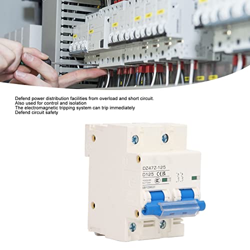 1000V DC Circuit Breaker 125A C125 2P DIN Rail, Overload Protection, Air Switch, Home Lighting Fuse Vending Machine, Distributeur Lines, Solar, PV System (Blue) 5