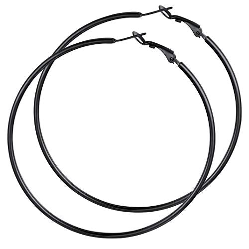 Sieraden Grote ronde hoepel oorbellen voor vrouwen, Roestvrij staal, Grote cirkel Creoolse oorbellen, Verklaring sieraden, Zilver/Goud/Zwart, 30mm-100m m