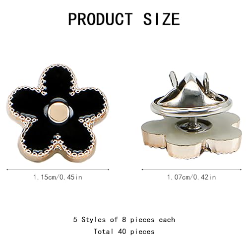 40 stuks dames shirt knoppen, cover-up veiligheid onzichtbare knoppen kleine bloem gevormd anti-exposure vaste broches decoratieve cover knop set voor tassen, T-shirts, alle kleding