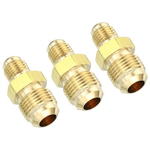 1/4" Man x 3/8" Man Messing Flare Union Connector, 3Scs Gas Adapter Messing Buis Koppelende Pijp Past voor slangen passen