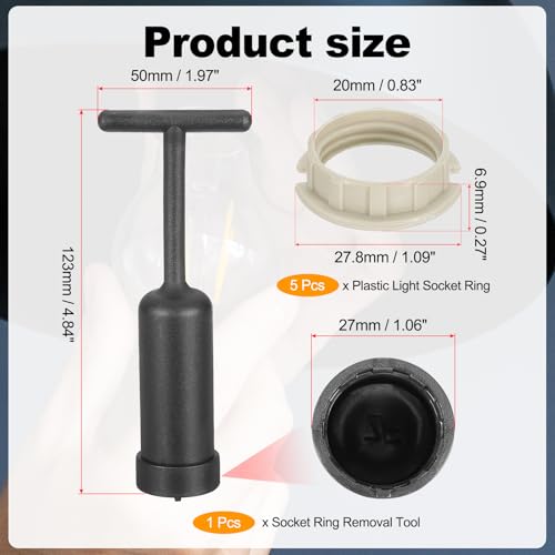 G9 Lamphouder Ringset, Lamphouder Adapter 5 Plastic ringen Vervanging met Lamp Shade Removal Tool Collar Ring Clip Gereedschap, 127mm wit