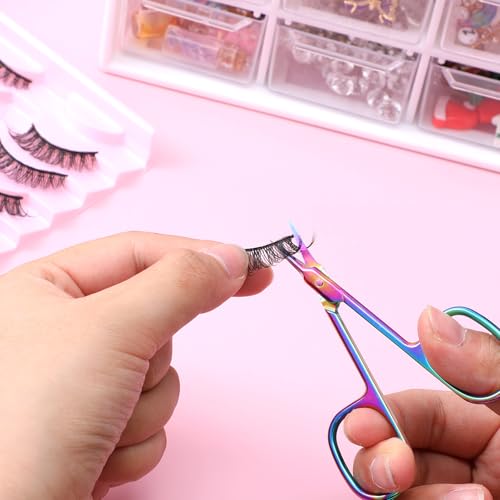 Gebogen cuticula schaar, Extra fijn gebogen cuticula schaar, Precisie wenkbrauw schaar, Manicure schaar, Professionele nagelschaar Gemaakt van roestvrij staal voor cuticula onderhoud (Kleurvol) 4