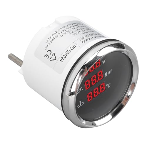 52mm Spanning Oliedruk Water Temperatuurmeter Rood Achterlicht Waterdichte Digitale Meter Jacht RV 9-32VDC (Zwarte wijzerplaat zilveren bezel) 3
