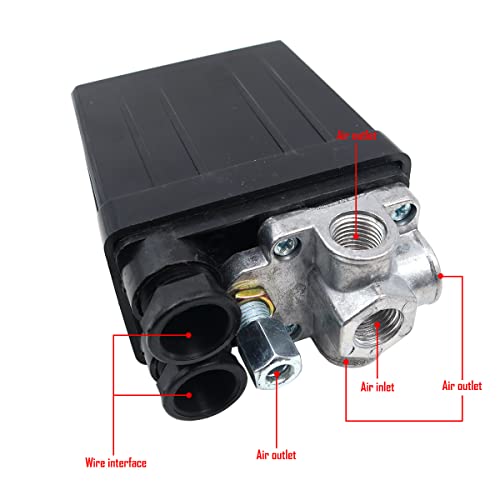 Sea Air Compressor drukschakelaar Vier-weg drukregeling instelbare drukventiel switch zware mechanische druk regelbare luchtpomp accessoire