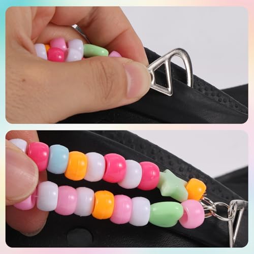 2 st. Kleurrijke kralen schoen ketting Charms, Rainbow Charms Kralen Schoen sieraden ketting leuke trendy DIY Schoen Accessoires Decoratie voor vrouwen 5