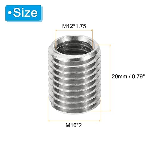 6 st Threaded Adapter Sleeve Reducer Nut M16 x 2 Male Thread to M12 x 1,75 Female Thread Repair Insert Nut Schroef Reducer Connecting Element 20m m