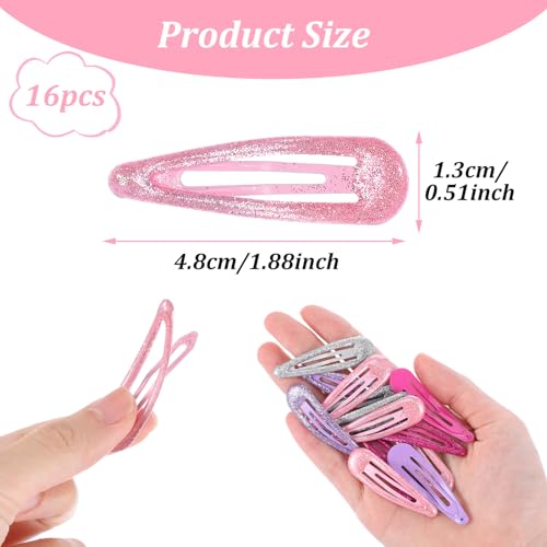 16 Stukjes meisjes haarspeldjes metaal Glitter haar snap clips, kleurrijke sequins haarspeldjes meisjes kinderen Glitter haarspeld Glitter meisjes accessoires zilver 3
