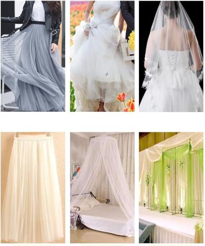 Mash stof Verkocht door de Metre, Extra brede, zachte Tule Stof voor Naaien, Tule Stof voor Kleding, Gordijn, Tafelkleden, Bruiloft Gordijn, Gratis Hand Decoratie, Tulle rok, Party Decoration, Wit 3