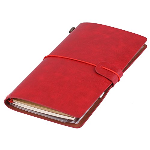 Classic Travel Notebook PU Leren Gepersonaliseerde Journal Hervulbaar Notepad voor mannen Vrouwen 5 Kleuren Optioneel (rood)