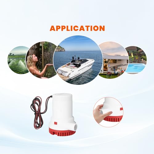 2000GPH Elektrische kielpomp, 12V Boot Kielpomp Boot Waterafvoer Pomp Marine Ontsteking Beschermde boot onderdelen