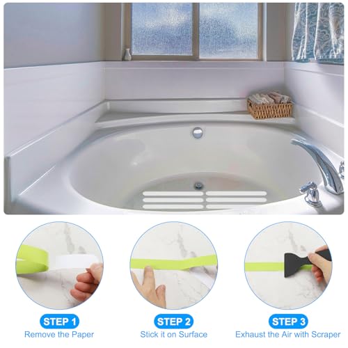 Non Slip Stickers voor Badkuip, Set van 20 Veiligheidsdouches, Non-Slip Stickers met Self-Adhesive Stickers, Scraper voor Badkuip, Douche, Vloertrappen, Wit 4