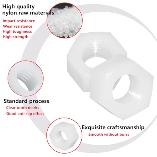 25 st M4 Nylon Hex Noten Witte Hex Noten Plastic Hex Noten voor Schroeven Bolts 5