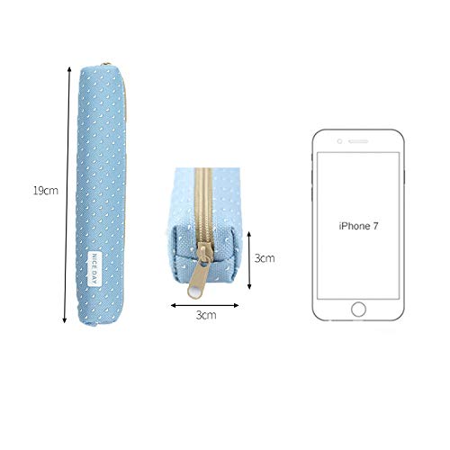 1 x Potlood Case White Dots Oxford Stof Portable Pencil Case for Stationery, Pennen, Potloden, Toiletartikelen, Roze, Casual