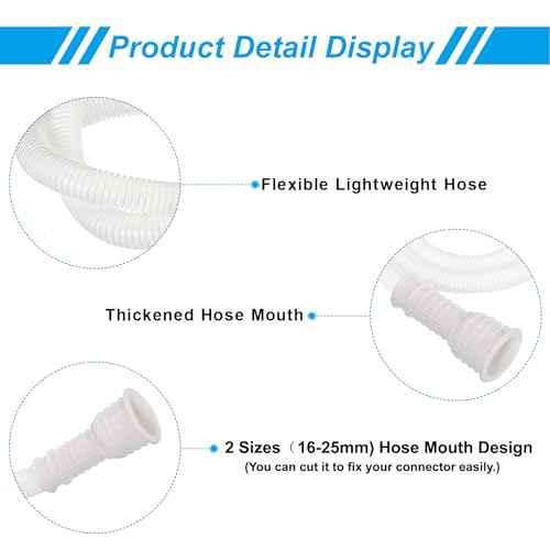 6.5ft Airconditioning Drain Slang, 16-25mm Mond, Universele AC Drain Slang met Klem voor Vervanging en Drain Slang Uitbreiding, Mini Split Window AC Unit Faucet, Wit 4