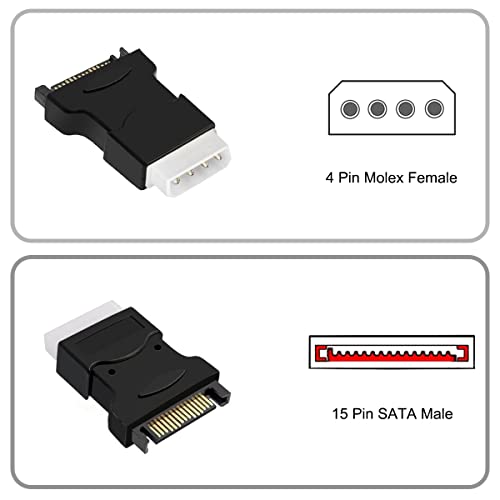 SATA 15Pin naar Molex 4Pin IDE Adapter, SATA Man naar IDE Man voor SATA harde schijf HDD SSD Power naar IDE Kabel Converter Connector, 4 stuks