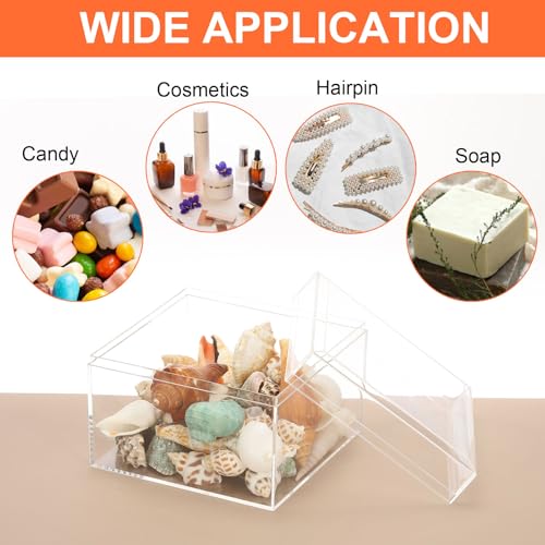 Acryl Box met deksel 8cm x 8cm x 11cm, Heldere Acryl Display Boxen Plastic Vierkante Kubus Containers Opslag Organisator voor Candy Kleine sieraden Kunstwerk Display 5