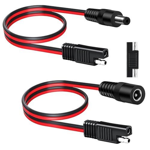 2st 14AWG SAE naar DC Connector, DC 5.5x2.1mm naar SAE Plug, 12V SAE Plug, Power Connector voor zonnepanelen en batterijen (60cm/1Pair)