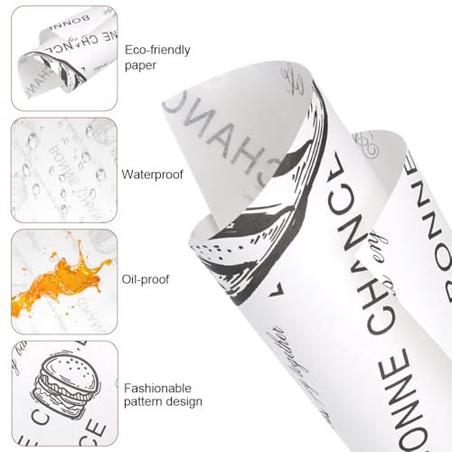 100 vellen papier, 38 x 28 cm Kaaspapier, Sandwichpapier, Deli Papier, Grease Papier, Broodpapier, Kaaspapier, voor Sandwich, Friet, Burgers 3