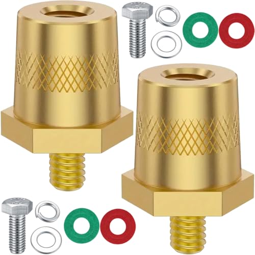 2 stuks M6 batterijklem adapter, autobaterij pool connector, messingsleutel M6 zij- of bovenpaal met schroefdraad, oplaadpaalverlengstuk, gesprek, voor auto, jachtwagen, jacht