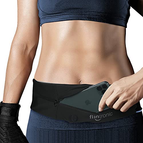 Running Belt, Fitness Belt met verstelbare elastische band, 2 onafhankelijke zakken en oortelefoon gat, Sweatproof Tas