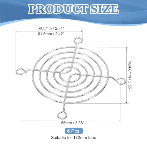 69,5mm Ventilator Finger Grill, 6 Pack Metal Grill Protector Guard Ventilator Beschermhoes voor 69,5mm Uitlaat Ventilatoren Uitrusting Computer DIY