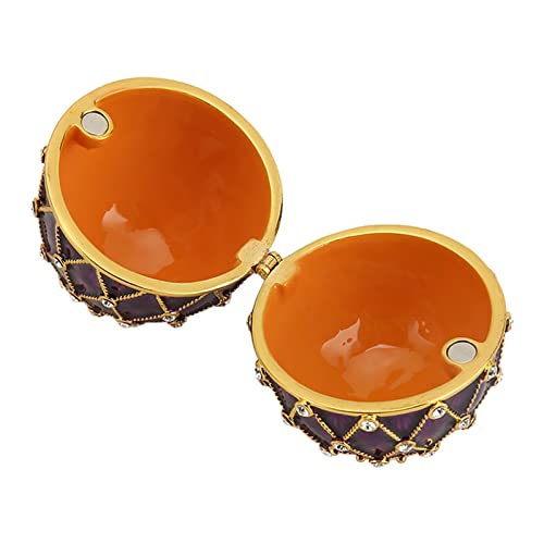 Trinket Box Faberge Egg Geëmailleerd sieraden doos, Faberge Egg sieraden dozen Cadeau voor Home Decor, Klassieke ornamenten Metaal Ambacht Cadeau voor Home Decor, Paars, elegant 5