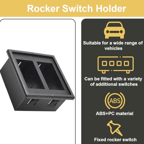 2 Sockets Rocker Switch, Panel Housing, Black Toggle Switch, Montagepaneel met Rocker Switch Cover voor voertuigen, boten, auto's, SUV, ATV 3