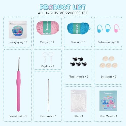 NestledCrafts haak Set, Complete haak Set voor beginners en volwassenen, Breiset, Zachte garen, IJs Stripe lijn, Gift voor verjaardag, Stap-voor-stap Video-instructies (Octopussen)