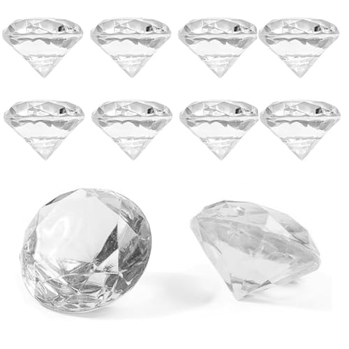 Decoratieve diamanten 40mm bruiloft Sprinkle decoratie 10 stukken Transparant kristal Decoratieve stenen tafel decoratie diamanten (Wit, 40x30mm)