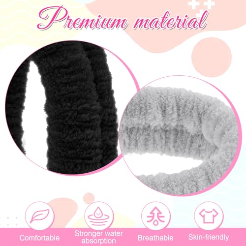 2 Pack Hairband Cosmetics, Cosmetic Headband voor Make-up en Wash, Elastische Spa Headbands Haarbanden, Absorberende Make-up Verwijdering Haarband Douche Huidverzorging Make-up Sport 4