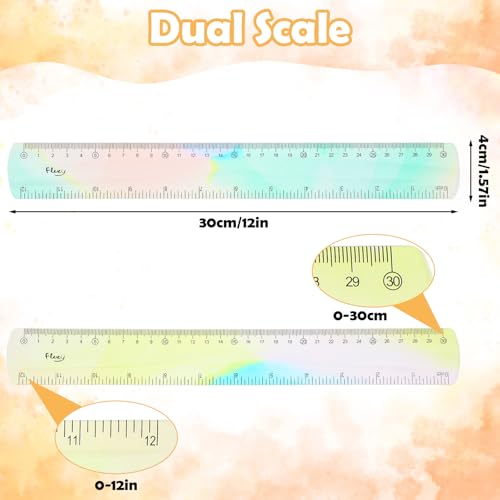 2Stuks flexibele regelaar 30cm - transparant Plastic Shatterproof met zachte rand, Buigbaar en flat voor school, klaslokaal, thuiskantoor 3