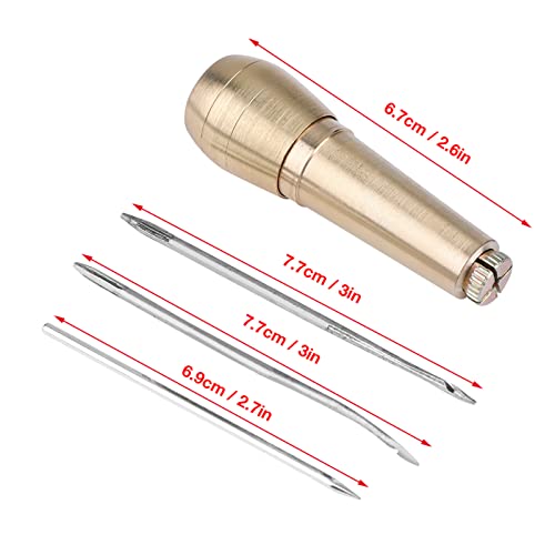3 naalden Canvas lederen naaidoek, koperen handvat naaien uil, lederen schoen reparatie gereedschap, DIY handgemaakt Schoen reparatie gereedschap