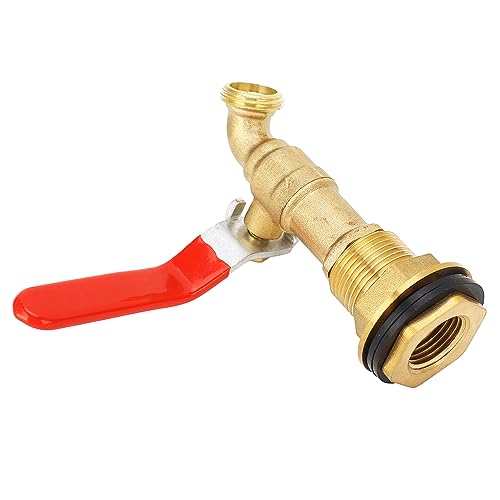 Brass Barrel Faucet, Rain Barrel Faucet 1/2 Inch Quarter Turn Brass Valve Faucet met Bulkhead voor Water Tanks Pools, Balven 5