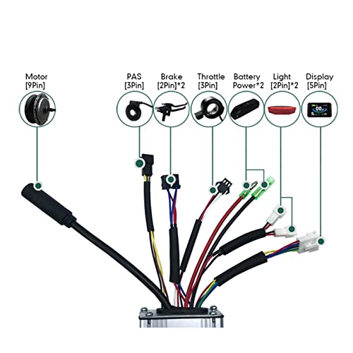 Bike Motor Controller, KT 17A Controller 36V 48V Motor Controller Vierkante golf met dubbele einden String Lights SM-aansluiting voor 350W Motor