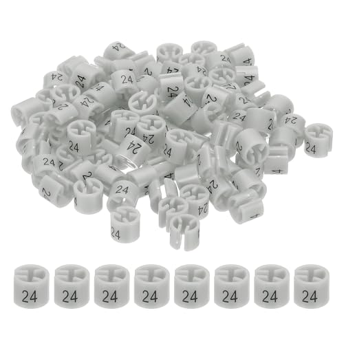 100st Coat Hanger Markers Nummer 24 Tags Fit 3mm Rod Garment Maat Tag Hanger Clips Ronde kleur Coding Label voor kleding Hangers, Grey