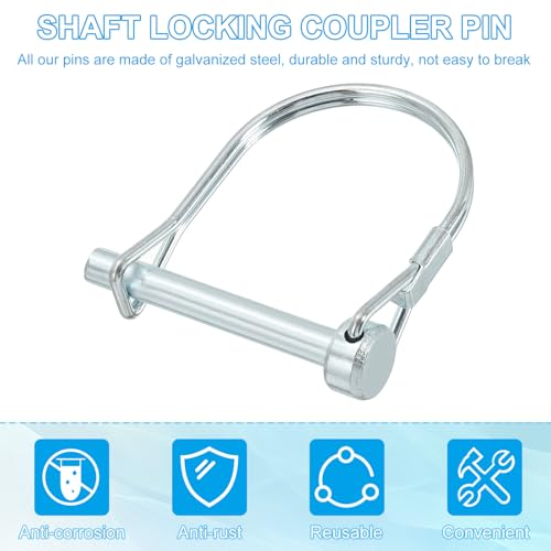 Aanhangwagen Clutch Pin, 1/4 x 1 - 3/4 inch, 4 st Wire Lock Tree veiligheidsronde spelden voor landbouwaanhanger gazon bevestigingen (6 x 45mm) 4