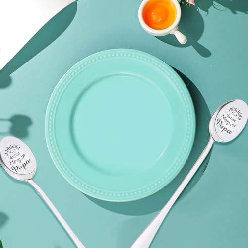 2 x Lepels met Gravure, 19 cm, Roestvrij staal, Koffielepels met Gravure, Liefde, Robuust en Duurzaam, Unieke Liefde Lepel met Gravure Goedemorgen Mam, Pap, voor Vaderdag en Moederdag 4