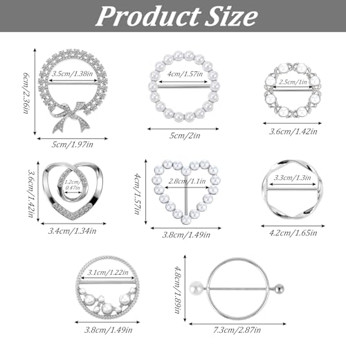 8st Sjaal Ring Clip, Kleding Ring Wrap houder Metalen ronde Cirkel Shirt Clip Buckle T Shirt Tie Clips voor vrouwen Tops Lace Waist Tensioner Cincher Knoophouder voor Modieuze Outfits