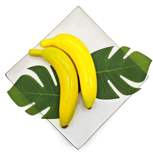 Nepfruit,2st Artificial Banana Plastic Fruit Realistisch Op zoek Kunstvruchten voor Home Keuken Party Decoratie Fotografie Props