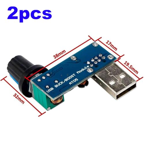 2st 5W USB Fan Speed Controller, DC 5V traploze USB Fan Controller DC 5-12V tot 2.5-7.5V Snelheidsregelaar met schakelaar