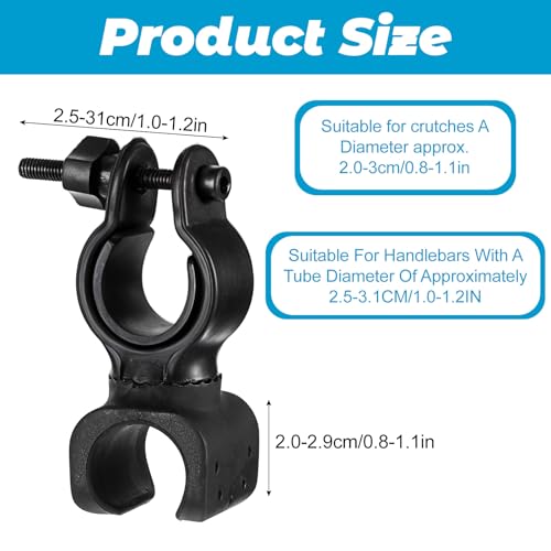 2 stuks Walker Reed houder, Black Universal Rackcane Accessoires, 360° Draaibare verstelbare rolstoelkruk, aandrijf rollers, mobiliteit scooter, assistent houder voor gebruikers