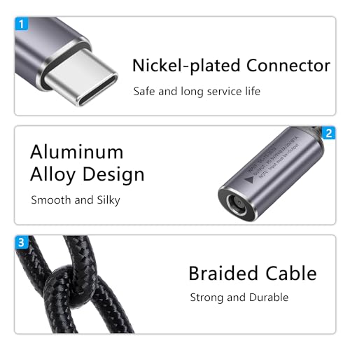 PD 140W DC7450 naar USB C Kabel DC 7.4mm x 5mm Vrouw (7,4 x 0,6mm) Invoer naar type C Man Power Kabel met PD Automatic Identification Chip, voor telefoons, tabletten, laptops 4