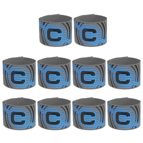 Voetbal Captain Armband, 10 stuks Captain Armbanden voor Voetbal Elastische Captain C Armband Sport Captain Armbanden voor de jeugd Volwassen Voetbal Team Training Grey