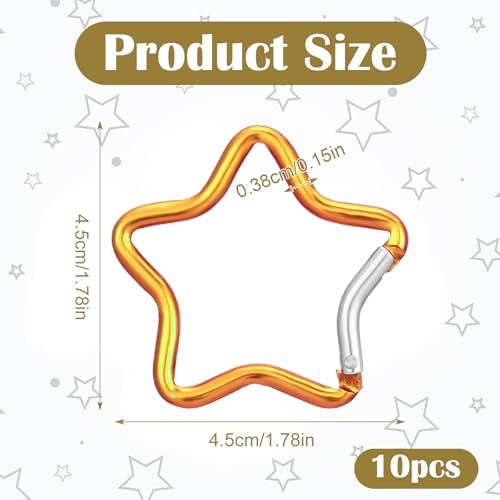 Verpakking van 10 Carabiner Hooks Star Carabiner Kleurrijke Aluminium Legering Outdoor Star Carabiner Star Carabiner met Snap Sluiting voor DIY Rugzak Reizen (10 kleuren)