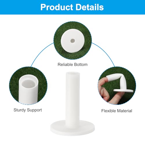 3.5 Inch Rubber Golf Tee, 3 Pack Tall Training Driving Range Tee Stabiele balhouder voor Outdoor Indoor Hitting Mat, Wit 3