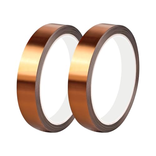 2 Rolls 20mm x 33m hittebestendig kleefband, isolatieband, polyimidefilmkleefband voor maskeren, lassen, elektrisch