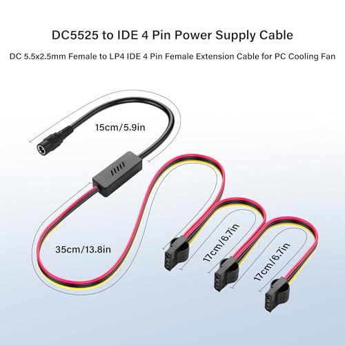 DC5525 naar IDE 4 Pin Power Cable DC 5.5x2,5mm Vrouw naar LP4 IDE 4 Pin Vrouwelijke uitbreiding Kabel voor PC Fan (1 tot 3) 5