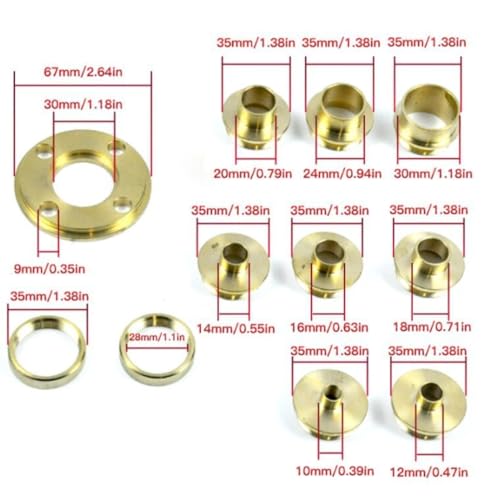 Brass Milling Template Guide Set, 11 Piece Milling Template Guide Set, Brass Milling Sleeve Set voor houtbewerking, Trimming Machine, Flip Plate, Stencils