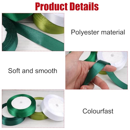 4 Rolls Gift Ribbon 20mm x 88m Satin Ribbon Green, Lint voor het inpakken van Gift Ribbon Trouwstoffen Satin Gift Ribbon, Solid Color Ribbon Stof Ribbon voor Boeketten, Verjaardag, Verpakking 3
