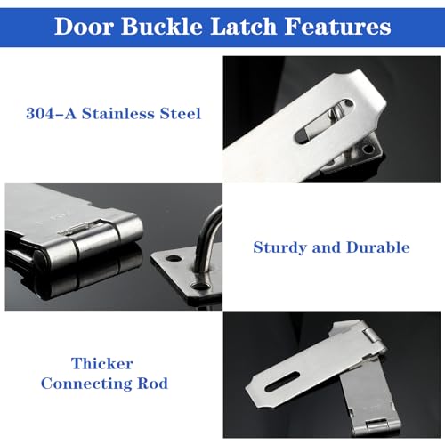 2 Stuks Deursloten Latch Lock, 15cm 304 Roestvrij stalen veiligheidspak slot Latch Latch met schroefjes voor de deur Vensterkast Huisdierkooi Toolbox Barn Fence
